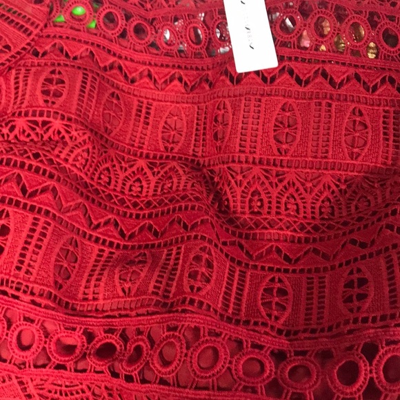 Anthropologie Moulinette Souers red lace peplum 2 - Picture 4 of 5